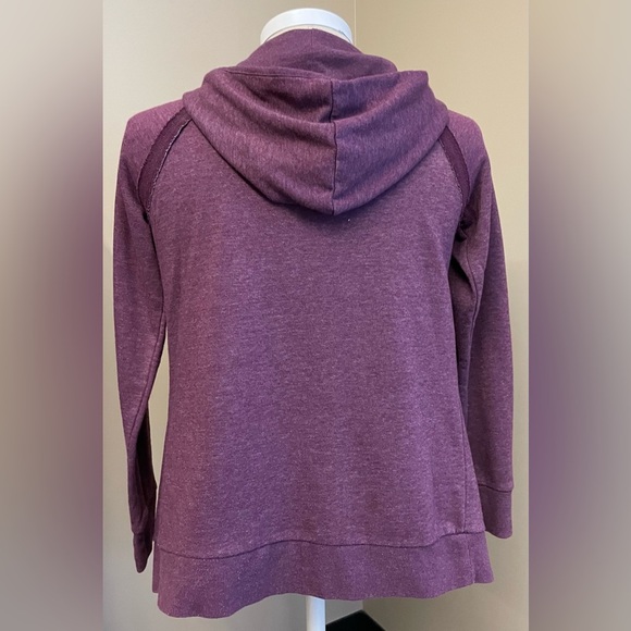 Roxy burgundy athleisure long sleeve zip up pockets hoodie women’s size Small - Picture 4 of 7